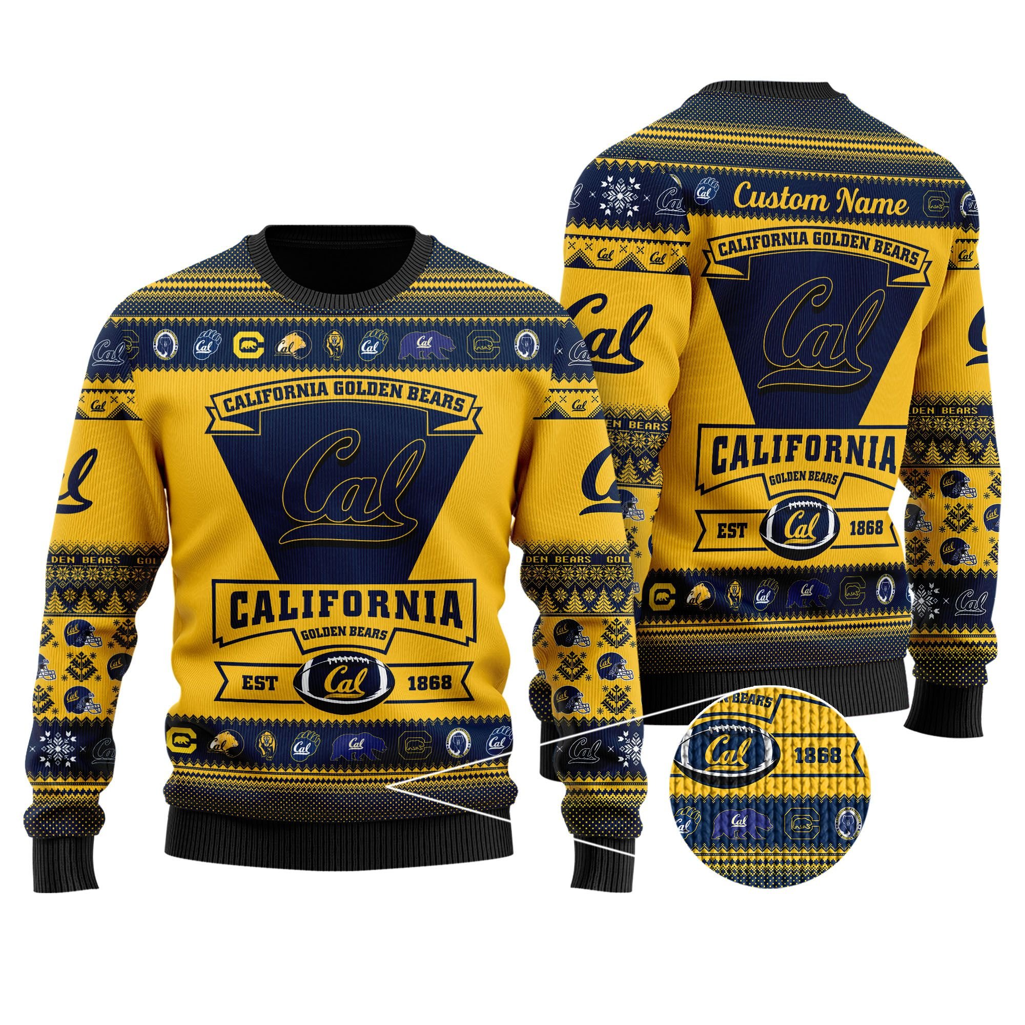 California Golden Bears Football Team Christmas Ugly Sweater- Best Christmas Gifts 2023