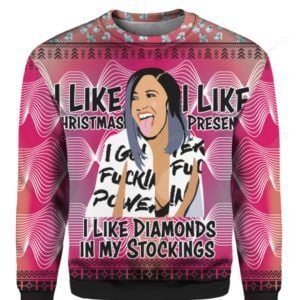 Cardi B I Like Christmas I Like Presents I Like Diamonds In My Stockings Christmas  Ugly Sweater- Best Christmas Gifts 2023