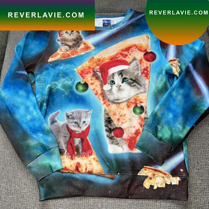 Cat Pizza Christmas Funny Pullover Ugly Christmas Sweater- Best Christmas Gifts 2023