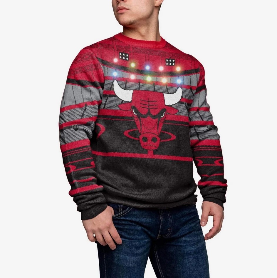 Chicago Bulls Logo Basketball Court Unisex Christmas Ugly Sweater Sweatshirt- Best Christmas Gifts 2023