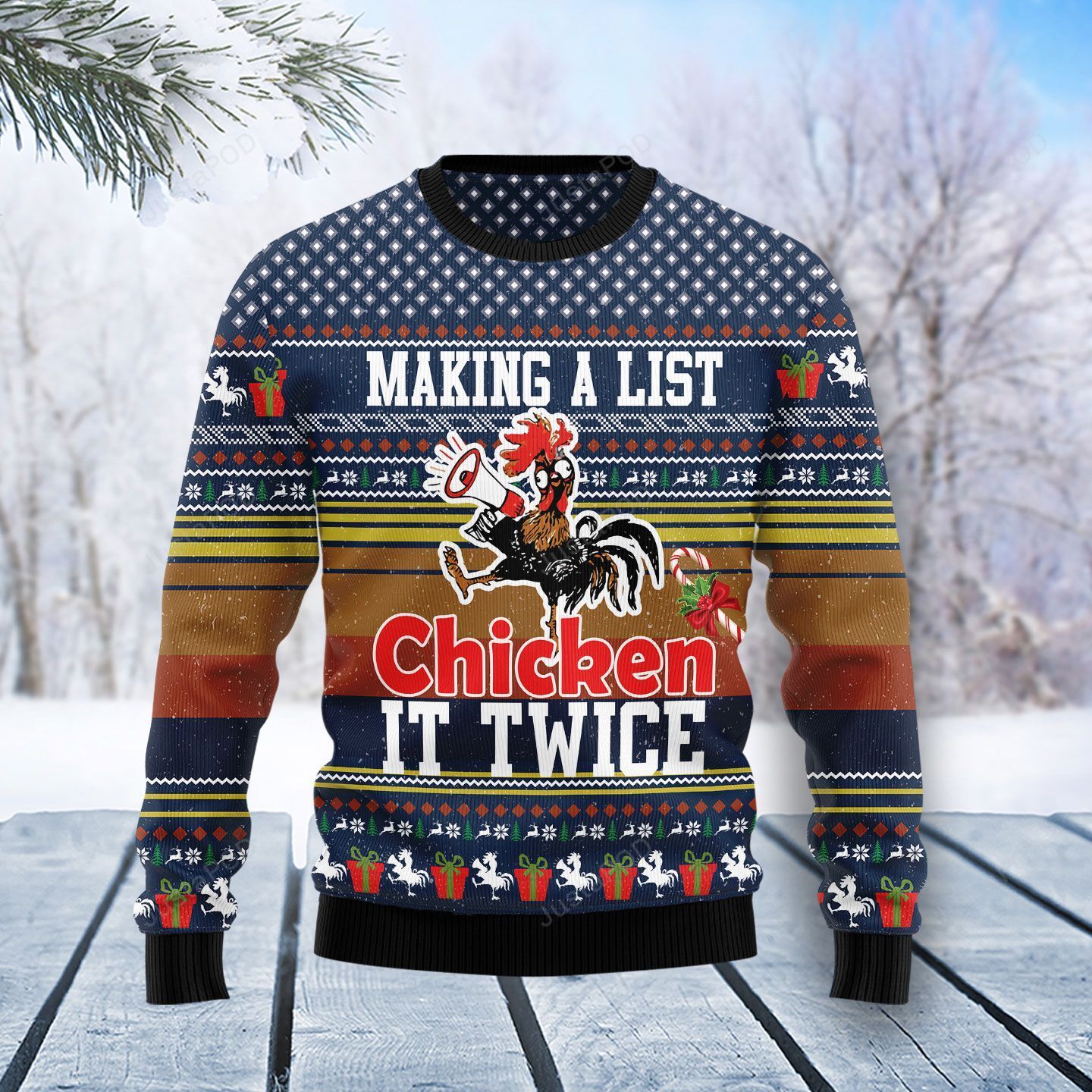 Chicken It Twice Christmas Ugly Sweater- Best Christmas Gifts 2023