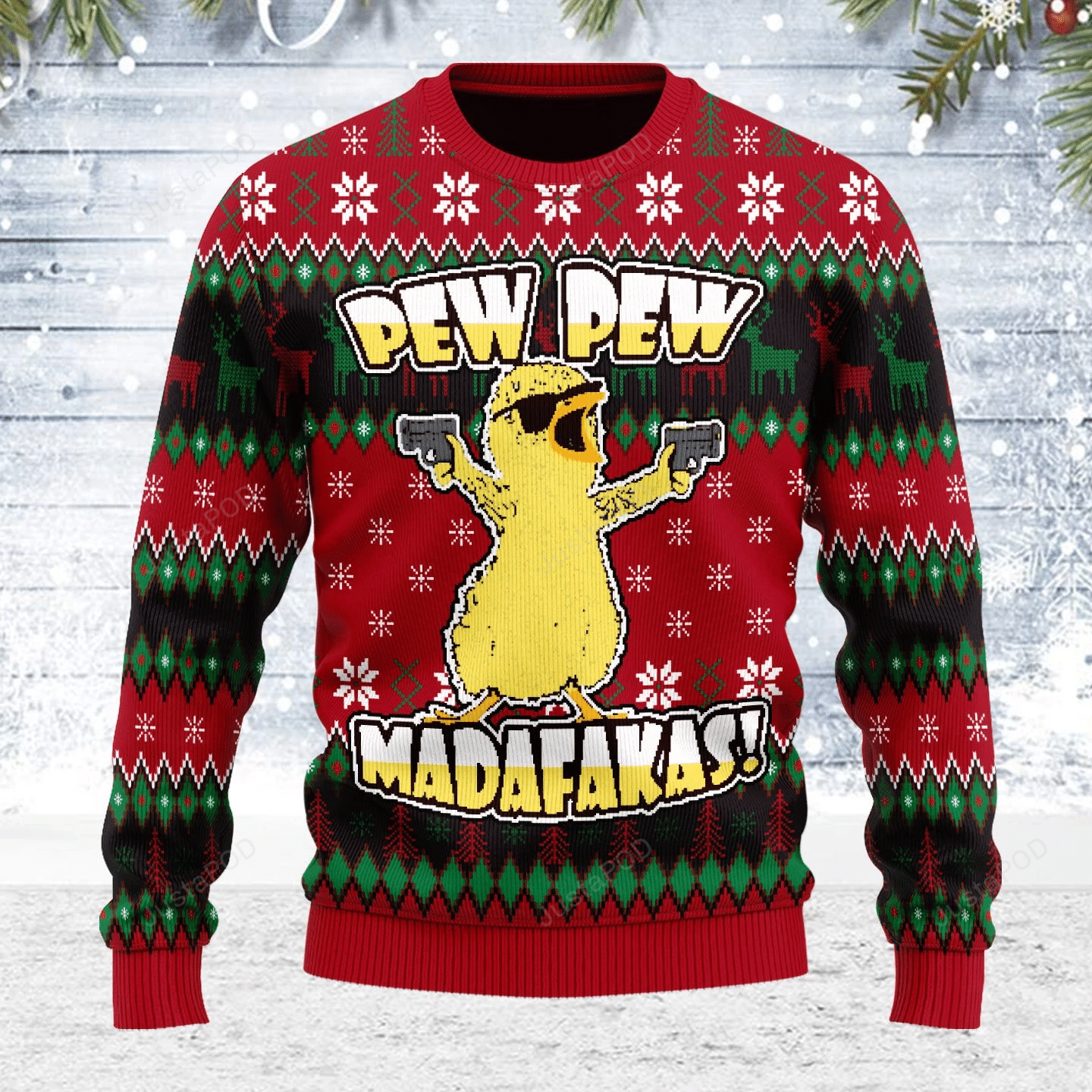 Chicken Pew Pew Madafakas Christmas Ugly Sweater- Best Christmas Gifts 2023