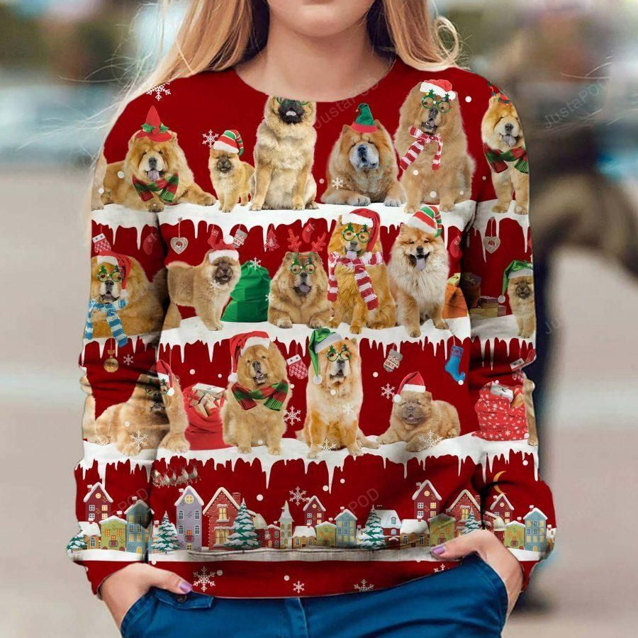 Chow Chow Dog Pattern Christmas Ugly Sweater- Best Christmas Gifts 2023