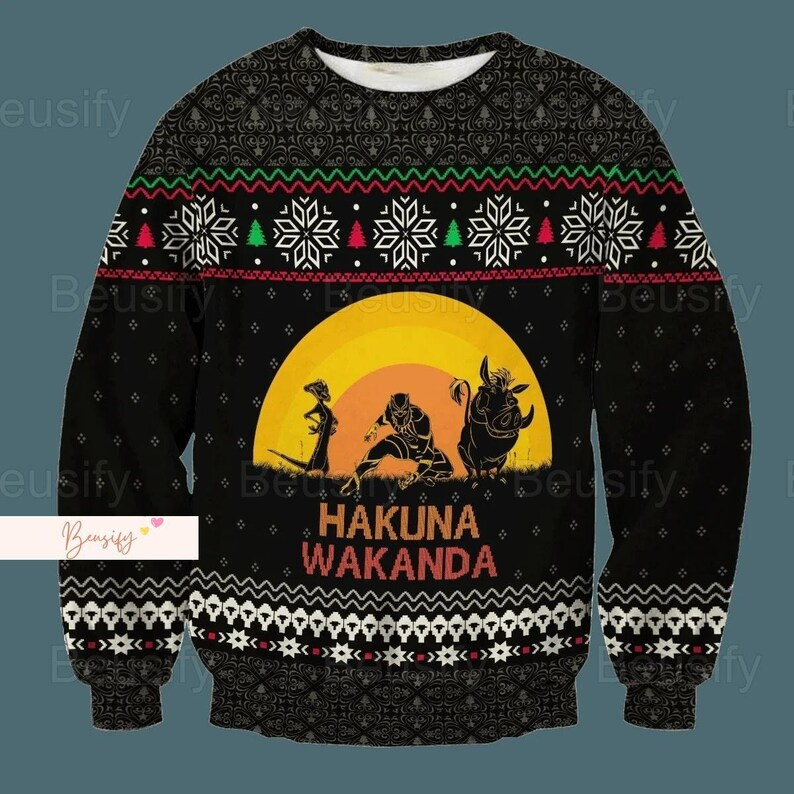 Christmas Black Panther Hakuna Wakanda Ugly Christmas Sweater