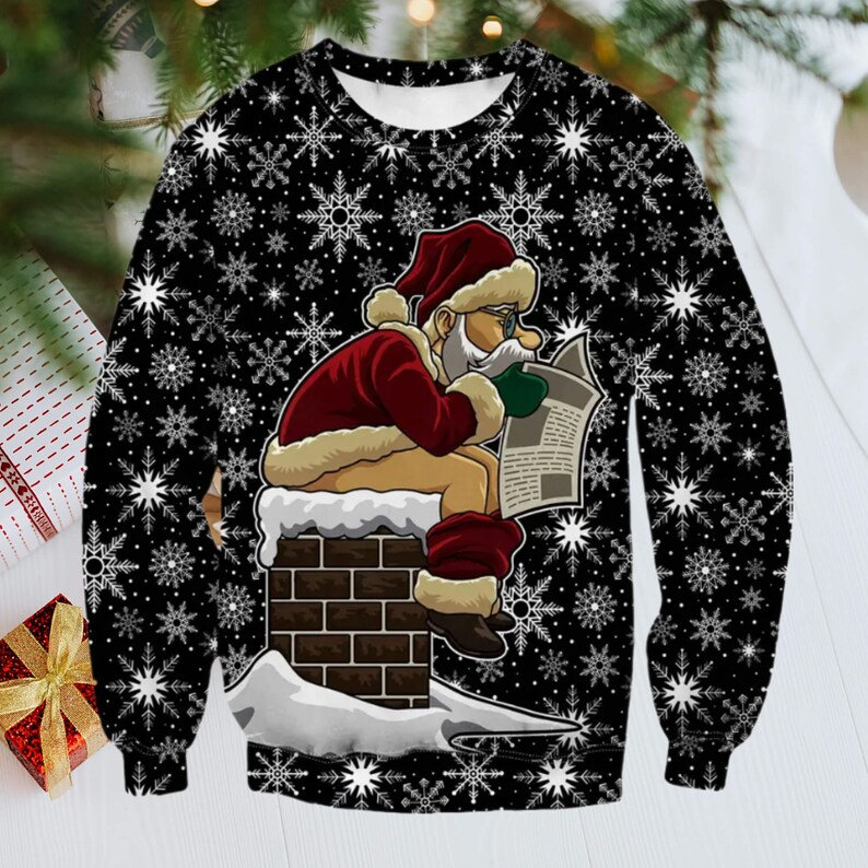 Christmas Black Santa Claus Pullover Ugly Sweater