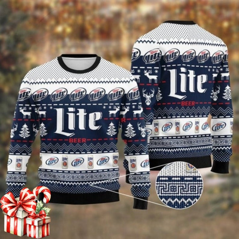 Christmas Cheers With Miller Lite Ugly Christmas Sweater