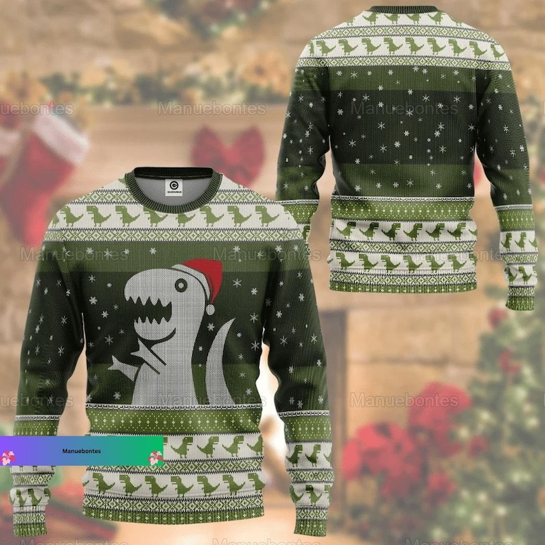 Christmas Dinosaur Ugly Christmas Sweater,