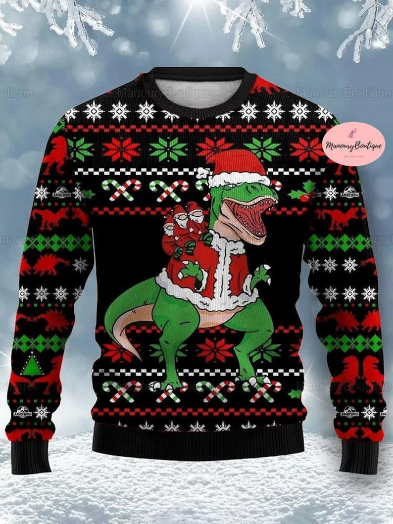 Christmas Dinosaur Ugly Sweater