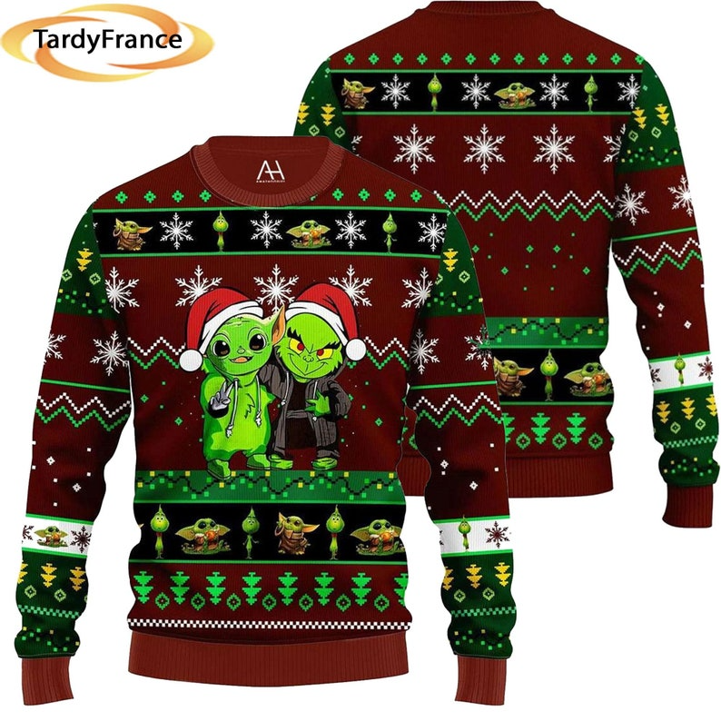 Christmas Gift Baby Yoda And Grinch Ugly Christmas Sweater