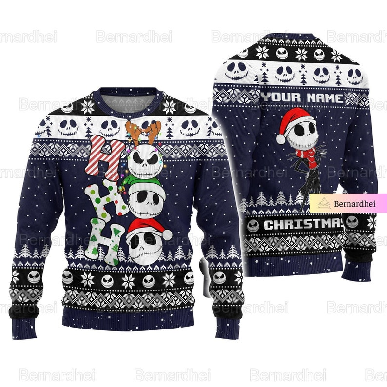 Christmas Gift Jack Skellington Ho Ho Ho Ugly Christmas Sweater