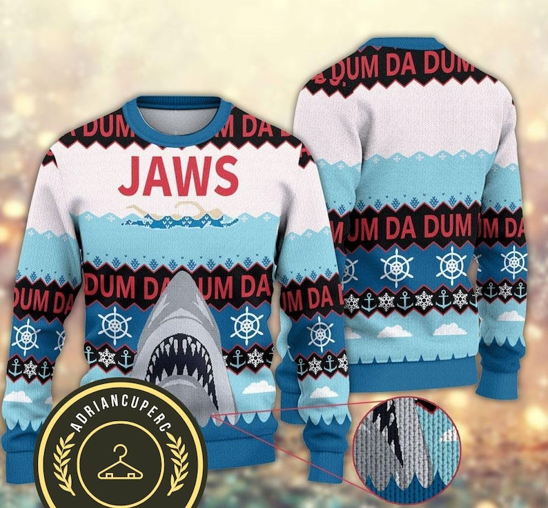 Christmas Jaws Sharks Ugly Christmas Sweater