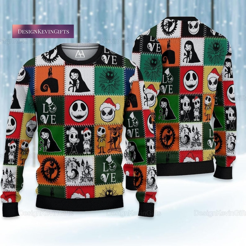 Christmas Skellington And Friends Ugly Xmas Sweater