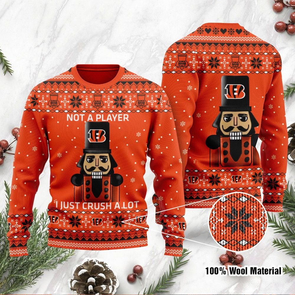 Cincinnati Bengals I Am Not A Player I Just Crush Alot Christmas Ugly Sweater- Best Christmas Gifts 2023