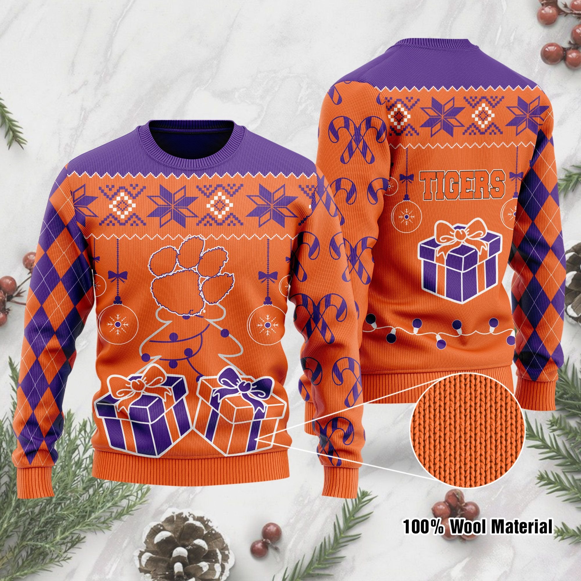 Clemson Tigers Gifts Box Christmas Ugly Sweater- Best Christmas Gifts 2023