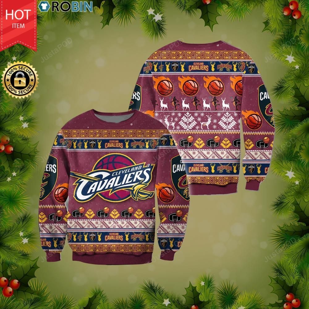 Cleveland Cavaliers Logo Basketball Christmas Ugly Sweater- Best Christmas Gifts 2023