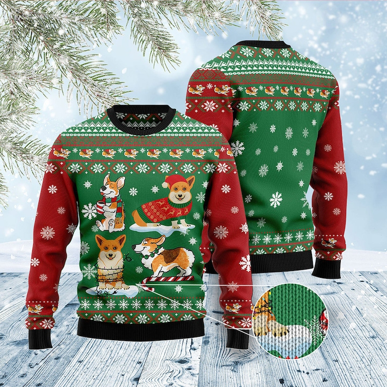 Corgi Snow Day Ugly Christmas Sweater