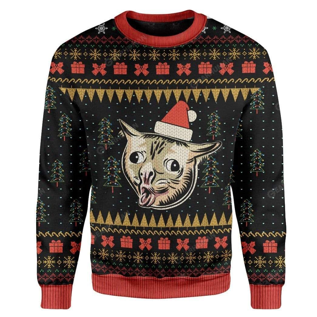 Coughing Cat Meme Christmas Ugly Sweater- Best Christmas Gifts 2023