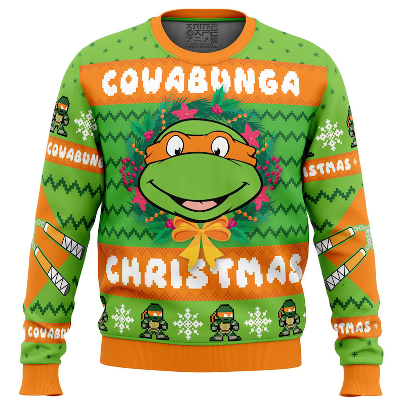 Cowabunga Michaelangelo Christmas TMNT Ugly Christmas Sweater