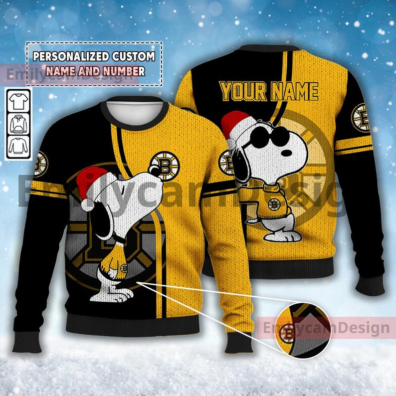 Custom Boston Bruins Walking Abbey Road Ugly Christmas Sweater