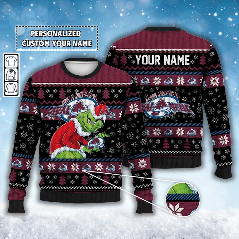 Custom Colorado Avalanche Grinchmas Ugly Christmas Sweater