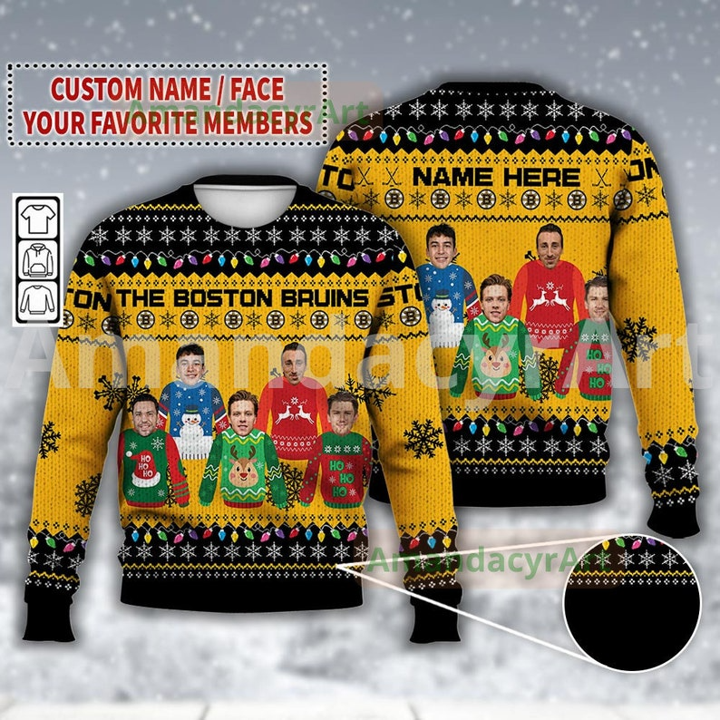 Custom Name Boston Bruins Christmas Ugly Sweater