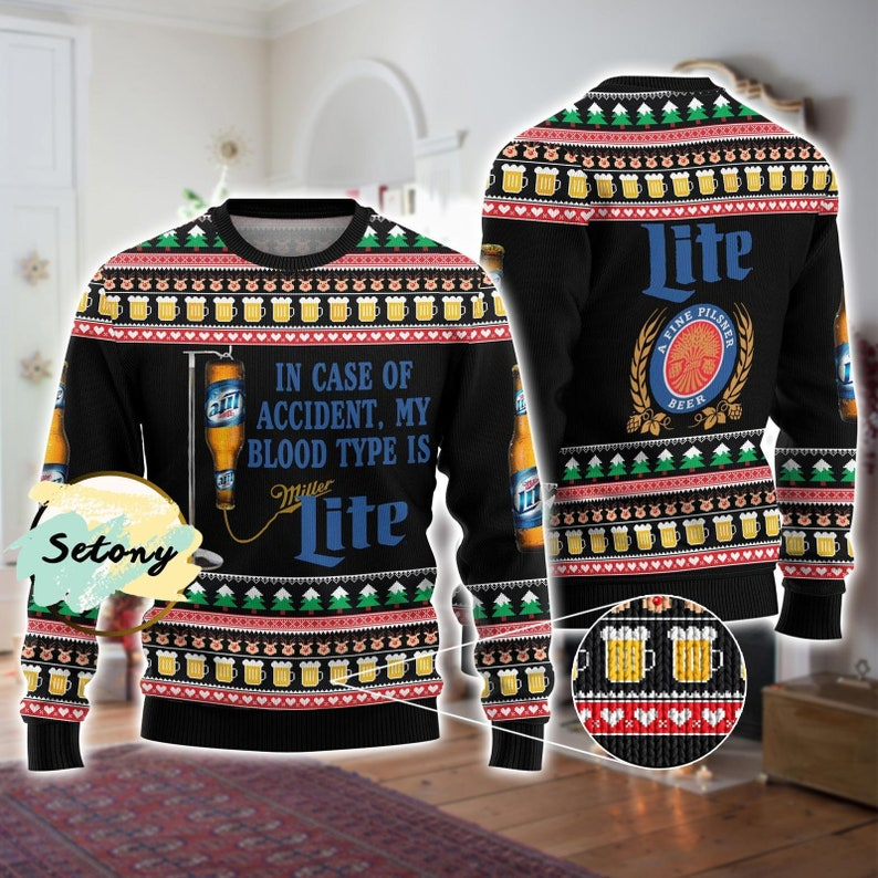 Cute Christmas Miller Lite Ugly Christmas Sweater