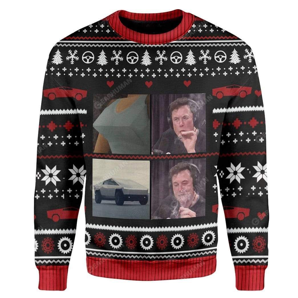 Cybertruck Lara Croft Christmas Ugly Sweater- Best Christmas Gifts 2023