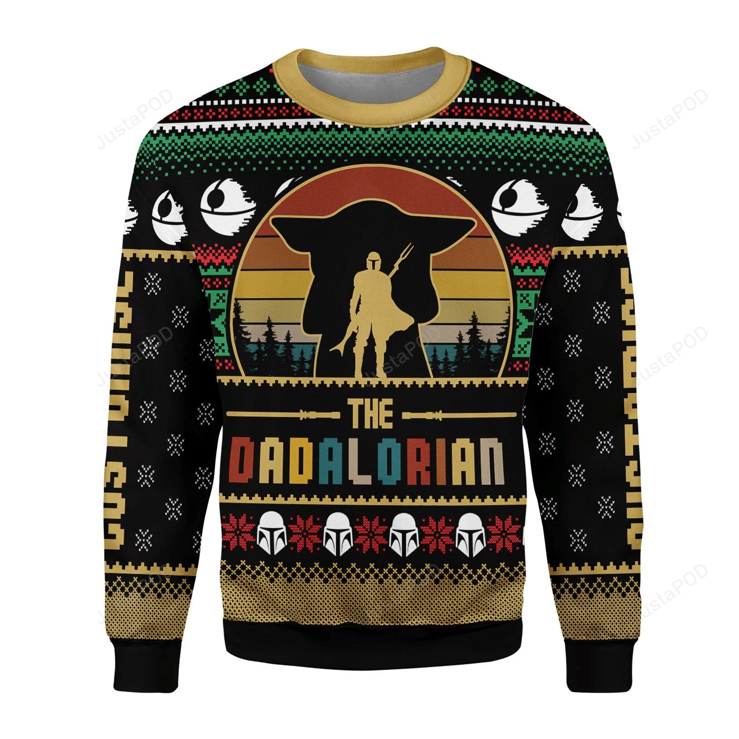 Dadalorian Retro Vintage Sunsets Christmas Ugly Sweater- Best Christmas Gifts 2023