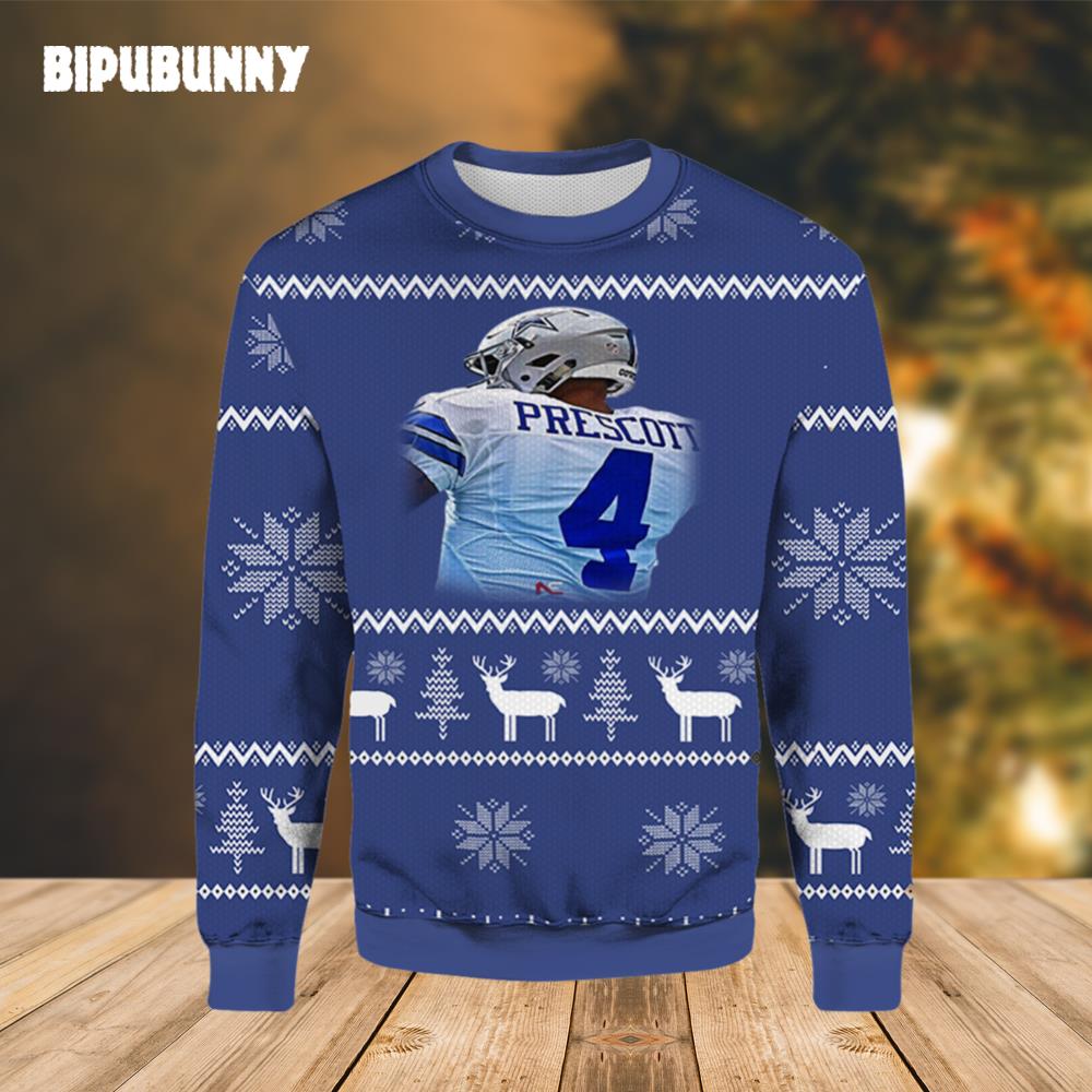 Dak Prescott Dallas Cowboys Ugly Christmas Sweater- Best Christmas Gifts 2023