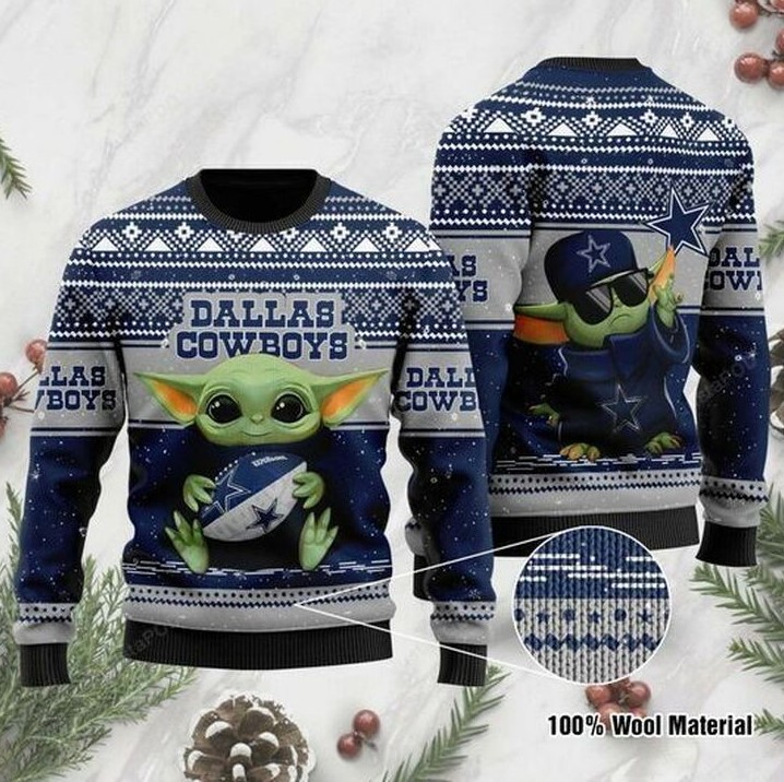 Dallas Cowboys Baby Yoda Hug Logo Cowboys Christmas Ugly Sweater,- Best Christmas Gifts 2023