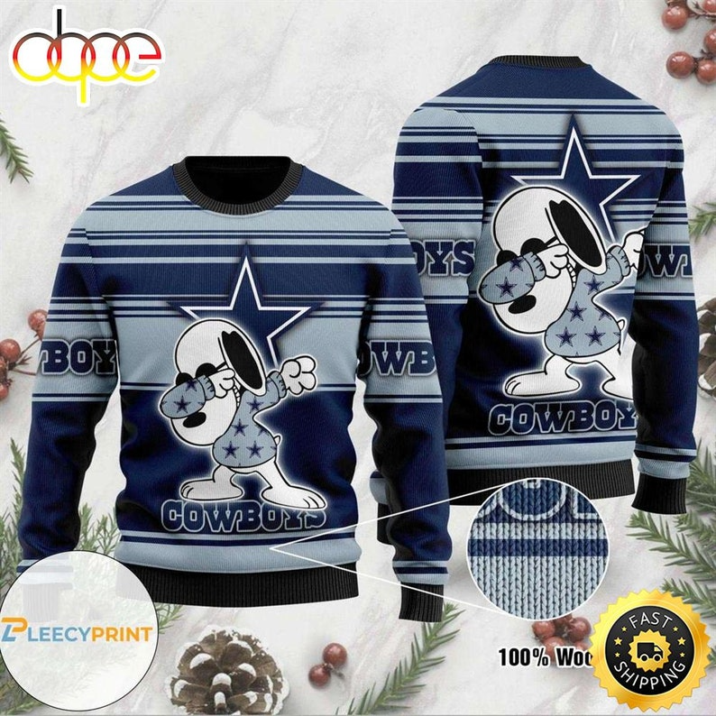 Dallas Cowboys Dabbing Snoopy Ugly Christmas Sweater