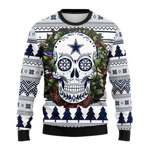 Dallas Cowboys Skull Flower Christmas Ugly Sweater- Best Christmas Gifts 2023