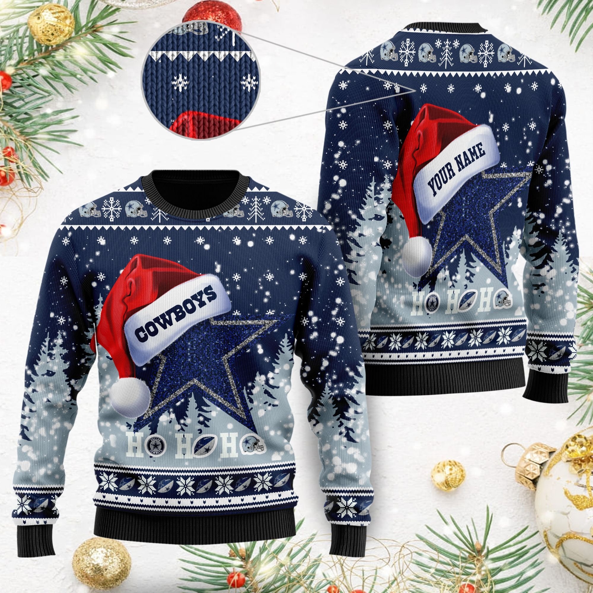 Dallas Cowboys Symbol Wearing Santa Christmas Ugly Sweater- Best Christmas Gifts 2023