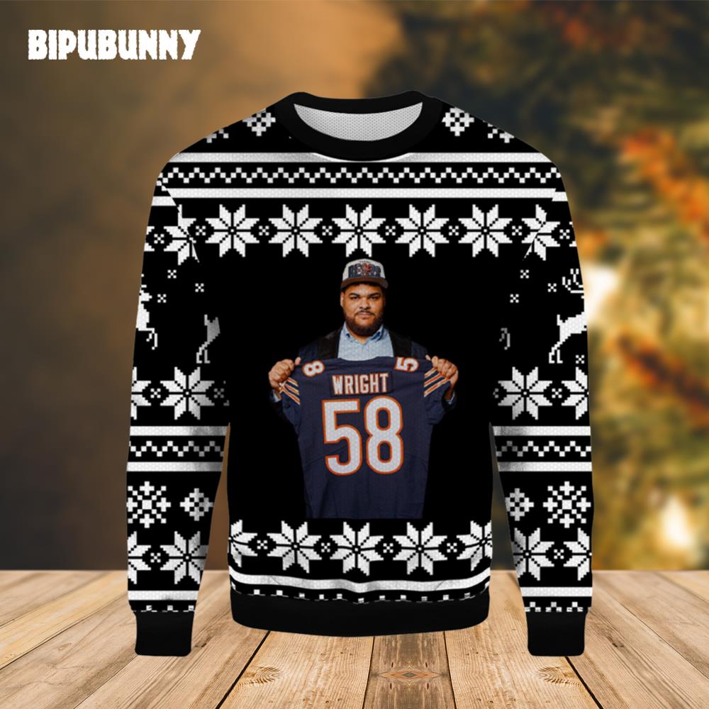 Darnell Wright Chicago Bears Ugly Christmas Sweater- Best Christmas Gifts 2023