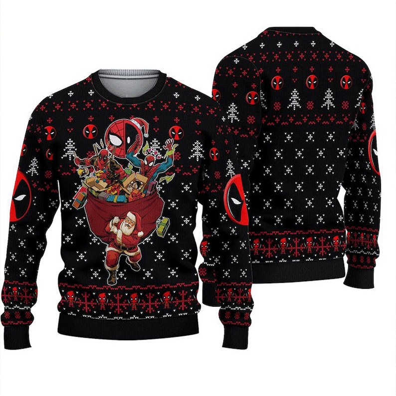 Deadpool Spider Man Ugly Christmas 3D Sweater