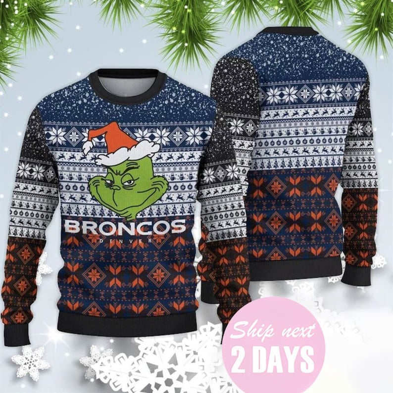 Denver Broncos Christmas Grinch Christmas Sweater