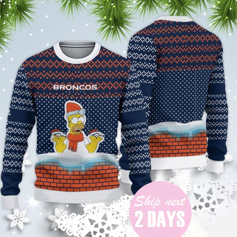 Denver Broncos Christmas Simpson Personalize Ugly Sweater