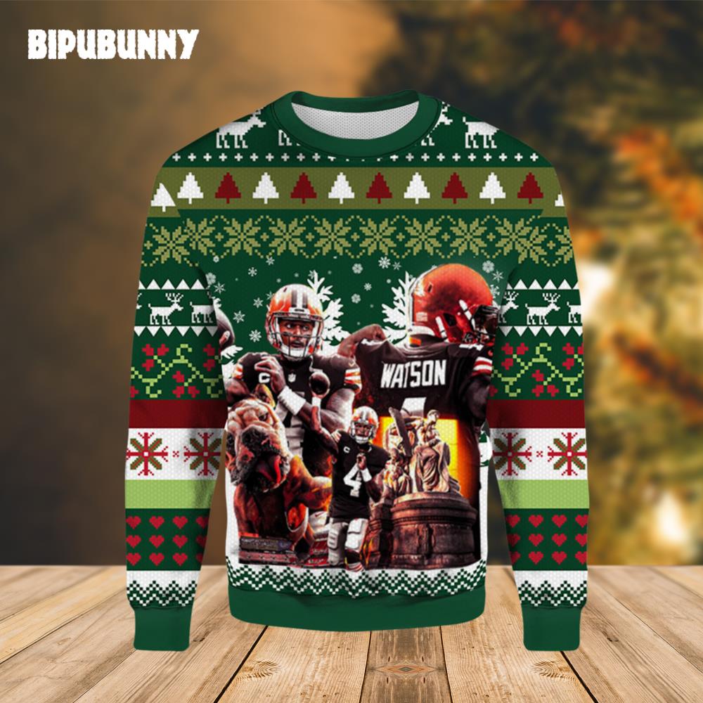 Deshasun Watson Cleveland Browns Ugly Christmas Sweater