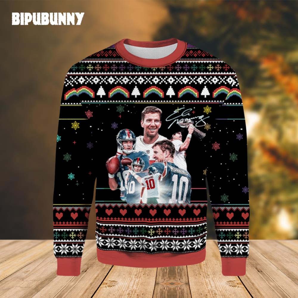 Eli Manning New York Giants Ugly Christmas Sweater- Best Christmas Gifts 2023