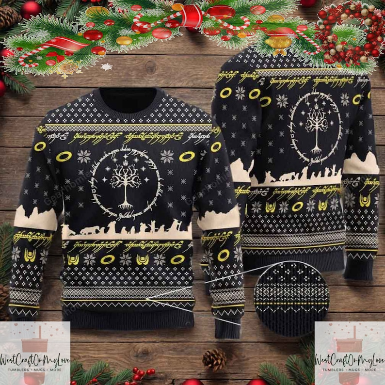 Elvish Circle LOTR Ugly Christmas Sweaters