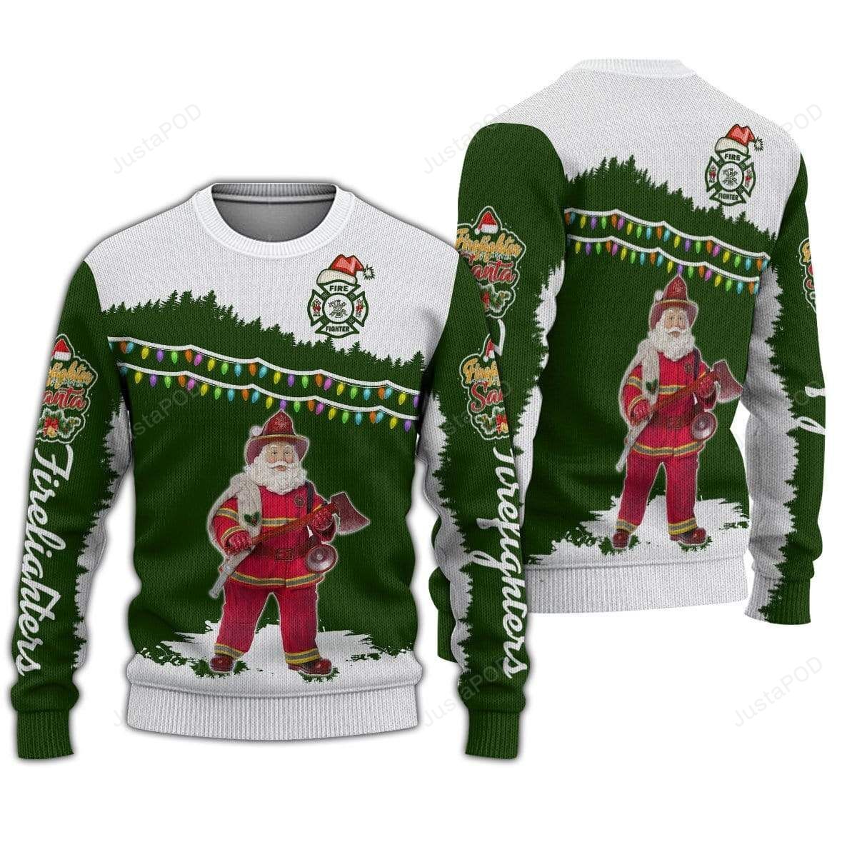 Firefighter Santa Christmas Ugly Sweater- Best Christmas Gifts 2023