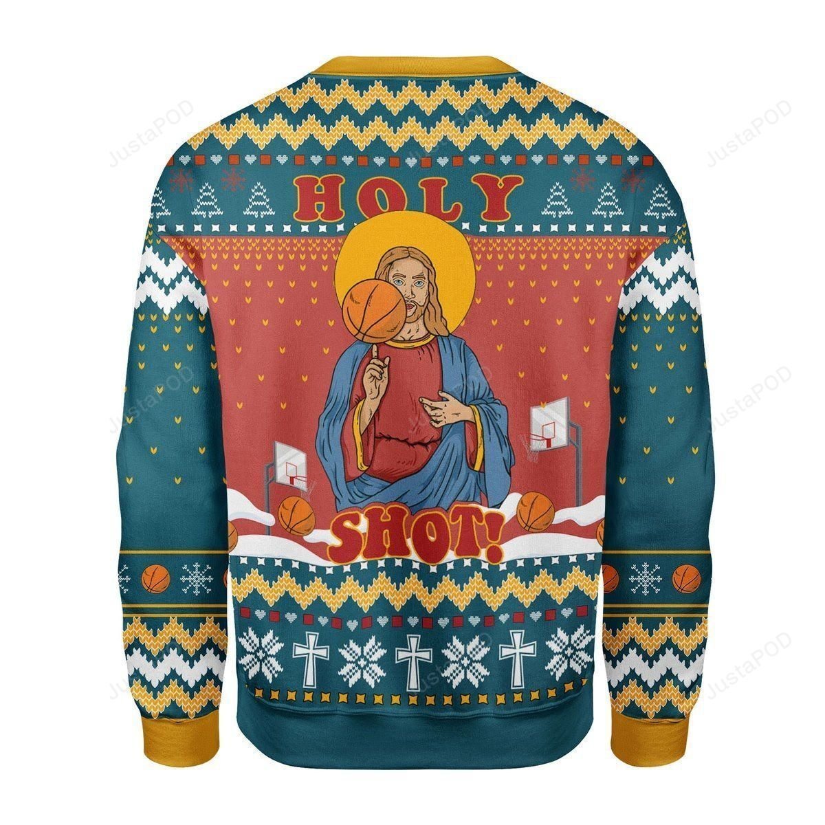 Funny Holy Shot Jesus Basketball Christmas Ugly Sweater- Best Christmas Gifts 2023