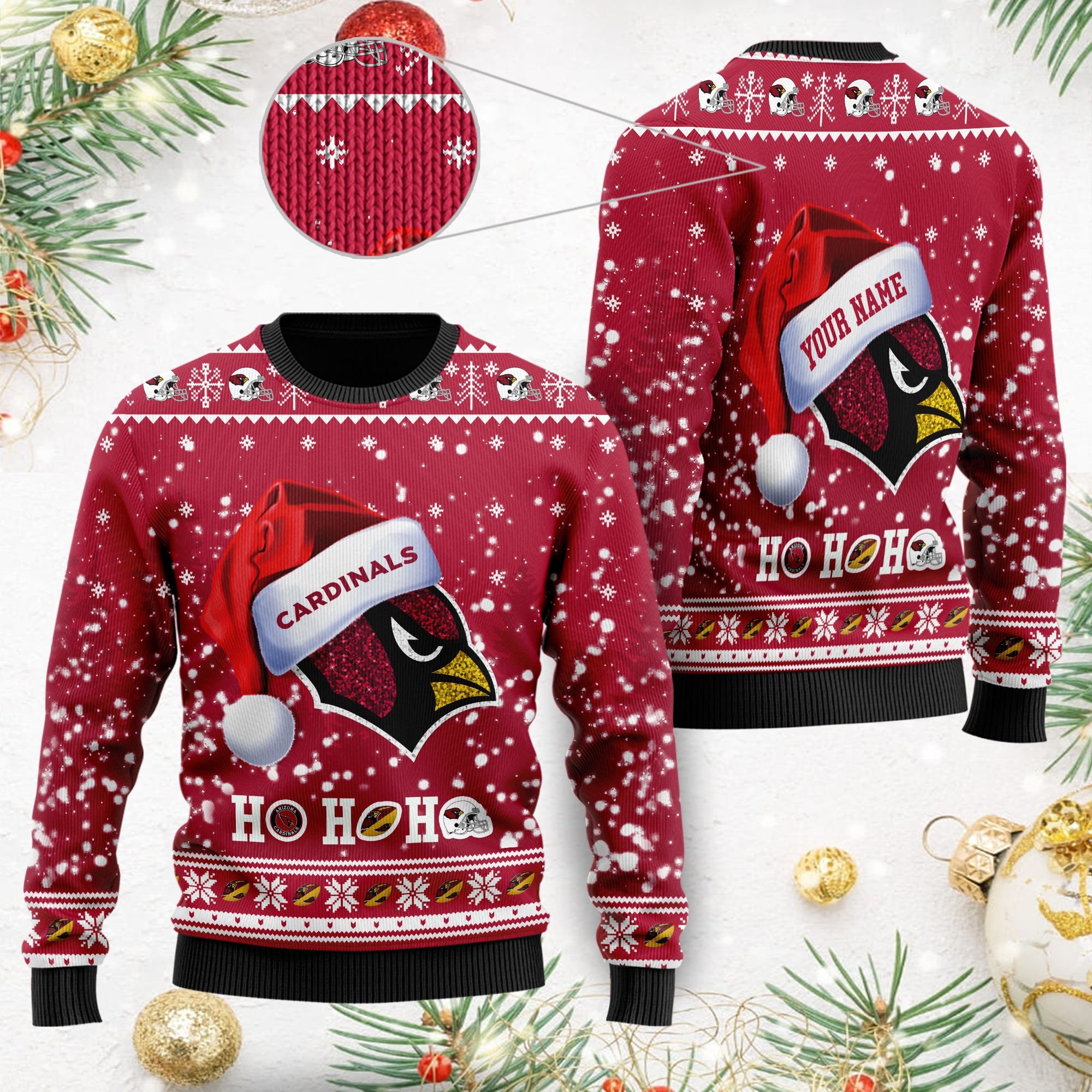 Funny Santa Arizona Cardinals Ho Ho Ho Christmas Ugly Sweater- Best Christmas Gifts 2023