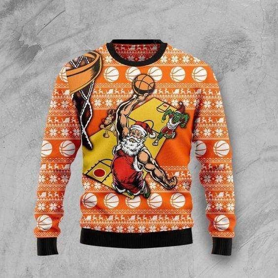 Funny Santa Claus Basketball Christmas Ugly Sweater- Best Christmas Gifts 2023