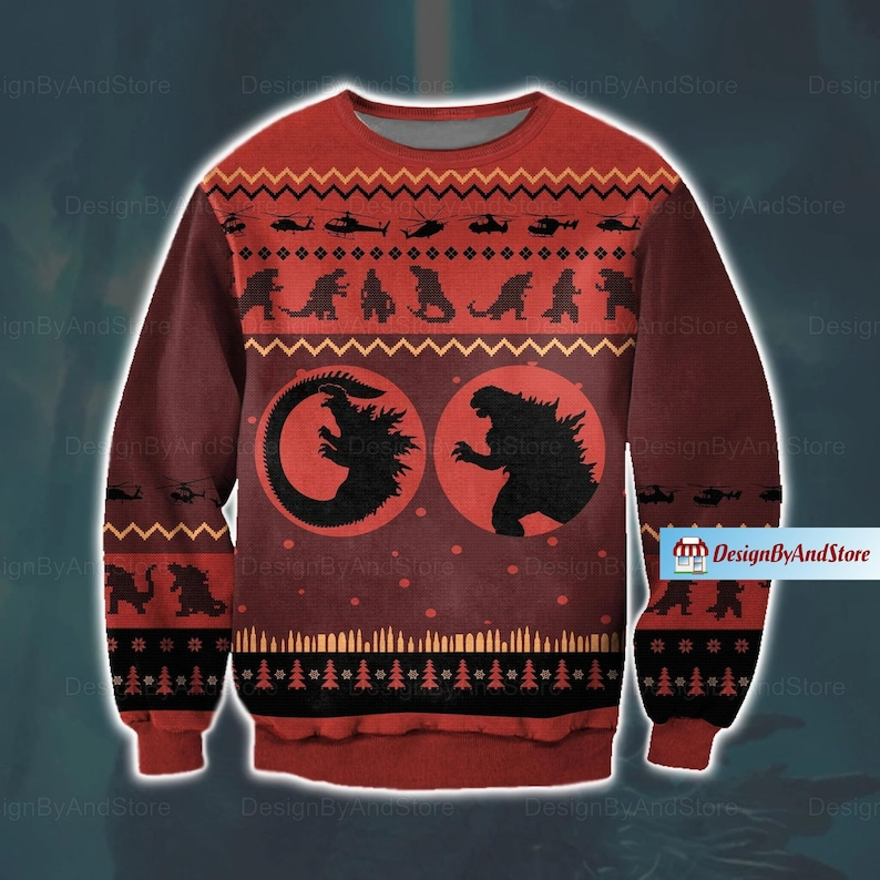 Godzilla Holiday Ugly Christmas Sweater