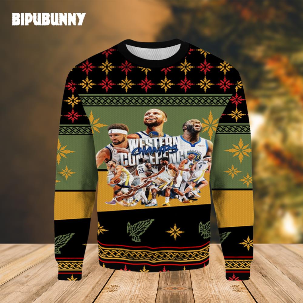 Golden State Warriors Western Conference Champs Ugly Sweater- Best Christmas Gifts 2023