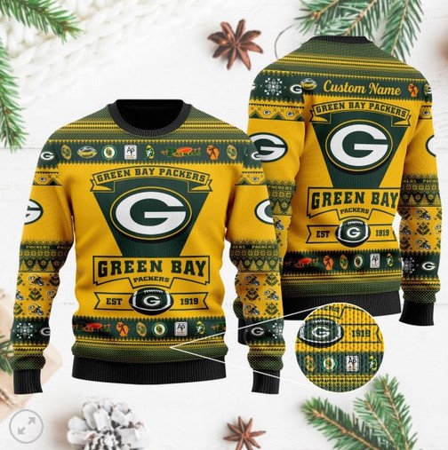 Green Bay Packers Football Team Logo Personalized Christmas Ugly Sweater- Best Christmas Gifts 2023