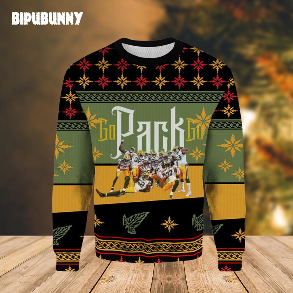 Green Bay Packers Go Pack Go Ugly Christmas Sweater- Best Christmas Gifts 2023