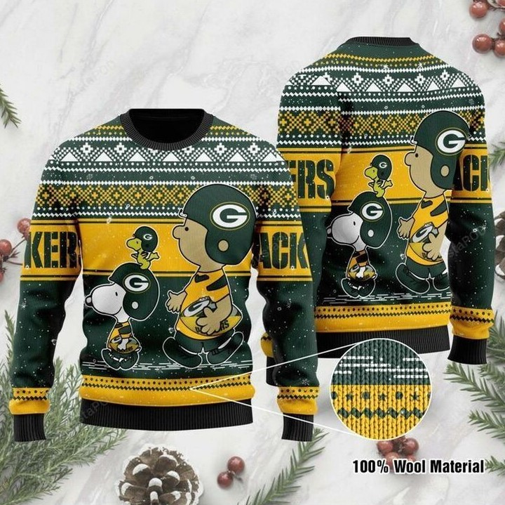 Green Bay Packers Snoopy Unisex Christmas Ugly  Sweater- Best Christmas Gifts 2023