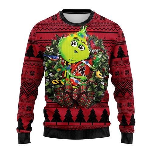 Grinch Hug Atlanta Falcons NFL Christmas Ugly Sweater- Best Christmas Gifts 2023